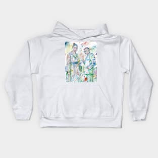 SARTRE and SIMONE DE BEAUVOIR watercolor portrait .2 Kids Hoodie